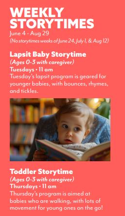 List of weekly storytimes for babies and toddlers
